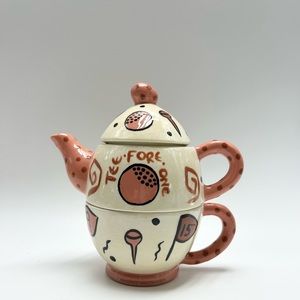 ⛳️🏌️Bette Abrams - Teapot & Tea Cup 3 Piece Set Hand-Made.